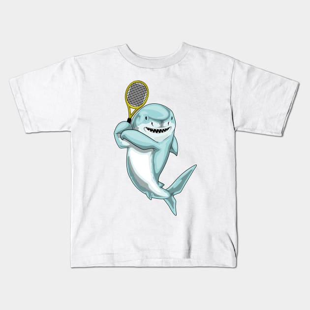 Shark Tennis Tennis racket Kids T-Shirt by Markus Schnabel